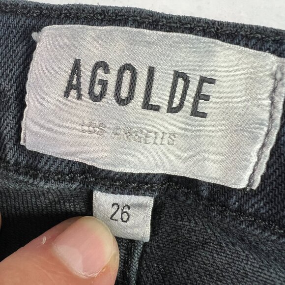 AGOLDE Jean Women's 27x26* Toni Mid Rise Straight Crop Black Faded Denim Tag 26 - Picture 5 of 16